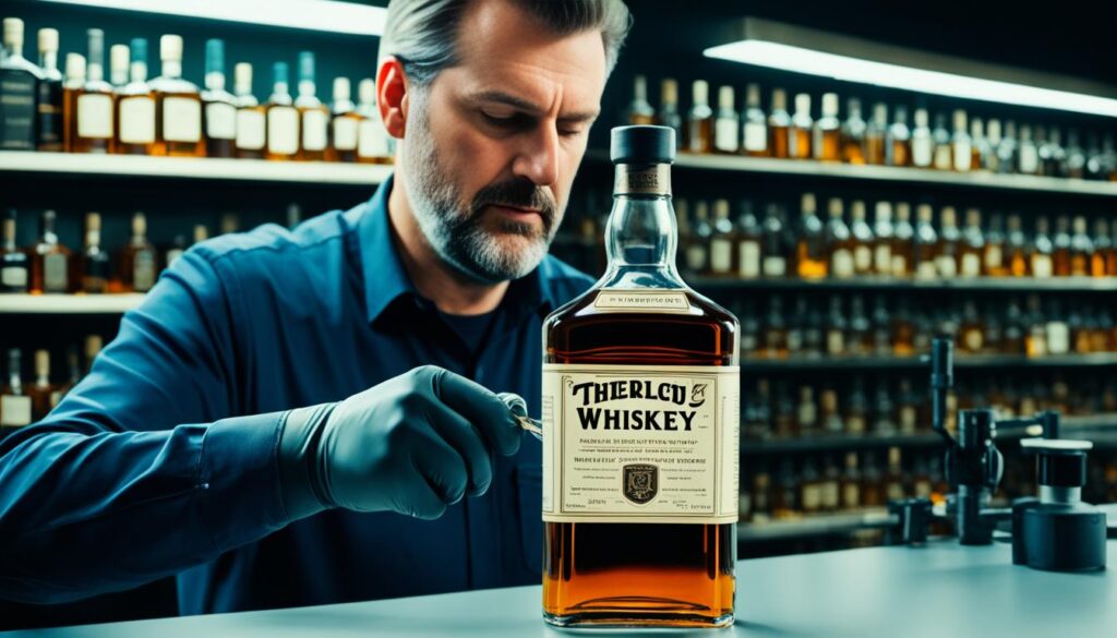 avaliação visual de whisky falsificado